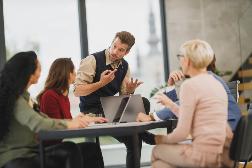 Team meeting around a work table